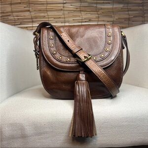 FOSSIL Brown Leather Crossbody Bag with Tassel